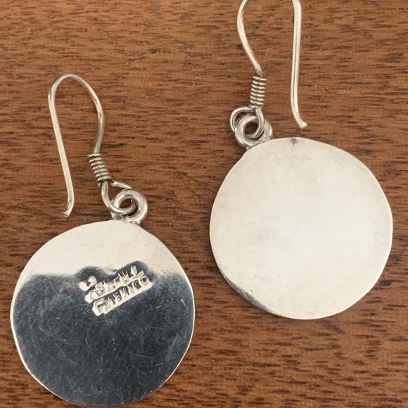 Silver earrings with blue. - Picture 4 of 4